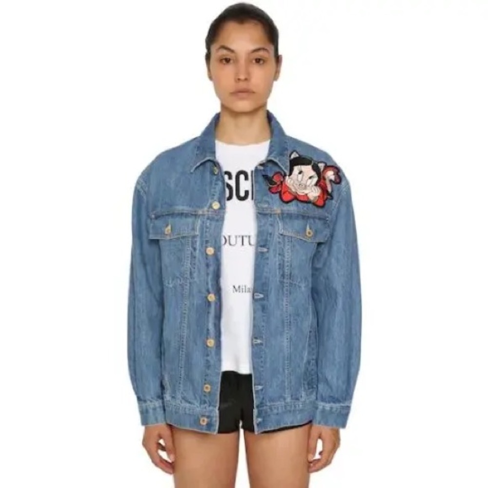 MOSCHINO DENIM JACKET WITH PORKY PIG EMBROIDERY SIZE 4